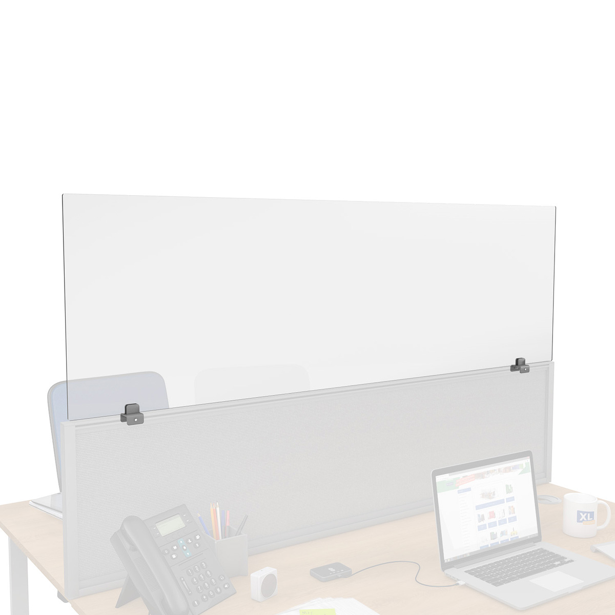 FRONTIER® Sneeze Screen Desk Screen Height Extenders Close Up