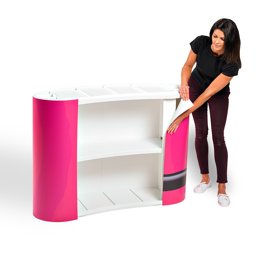 Graphic Wrap Attaches Easily to Promotional Counter
