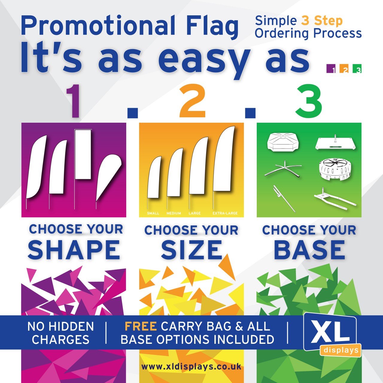 Simple 3 Step Buying Process for Promotional Flags by XL Displays
