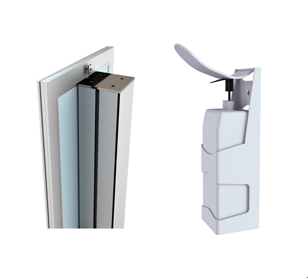 Floor Standing Hand Sanitiser Dispenser Pump And Frame Close Up - Lightweight & Portable Display Stand With Poster Case & Sanitiser Dispenser 