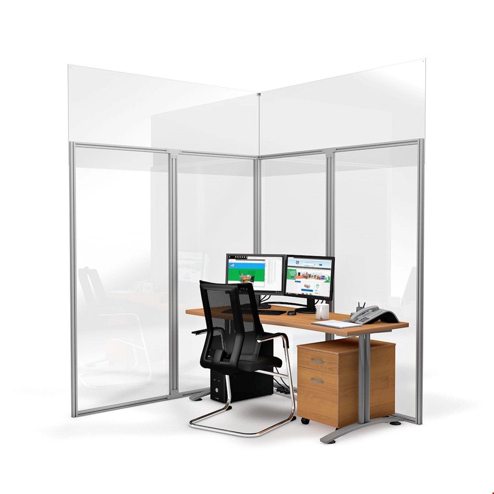 Floor To Ceiling Screens Office Cubicle With Clear Perspex Vision Panels