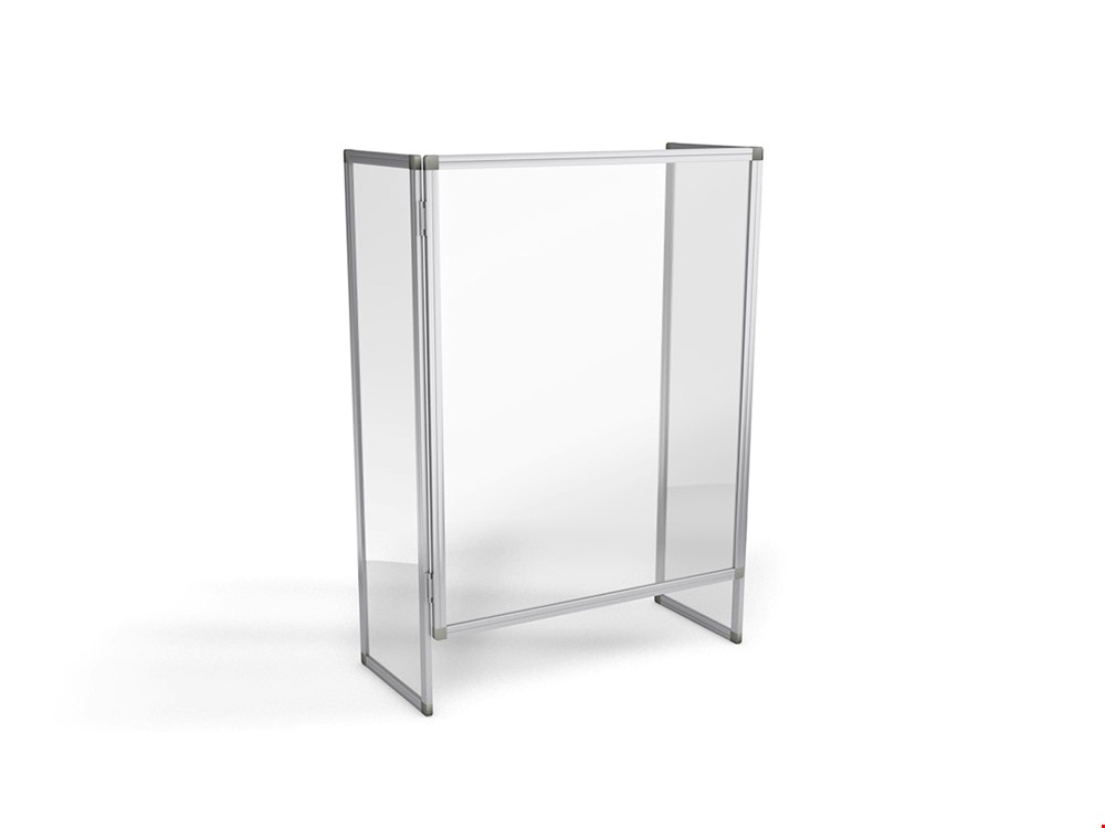 Folding Perspex Sneeze Screen Guard With Aluminium Frame Can Be Quickly & Easily Deployed To Integrate Social Distancing In The Workplace