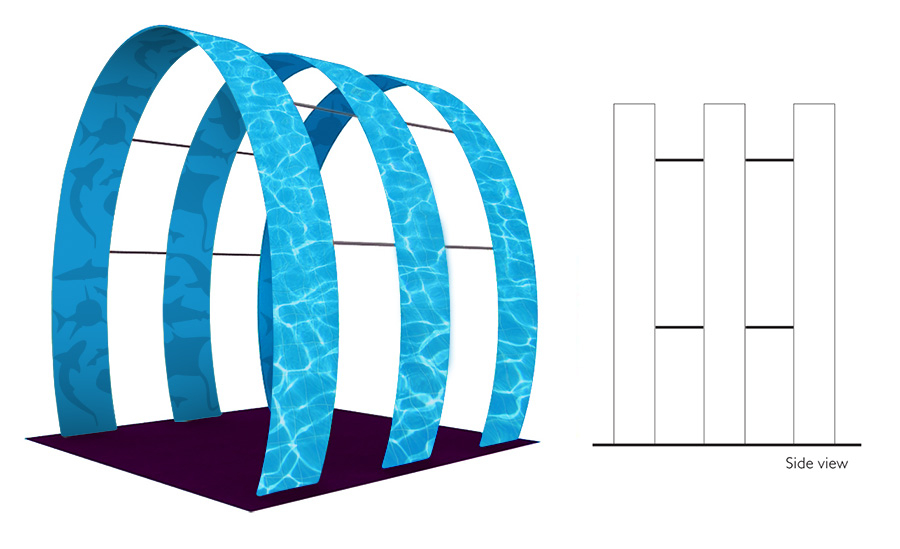 Formulate 6m Triple Fabric Arch Display With Footprint