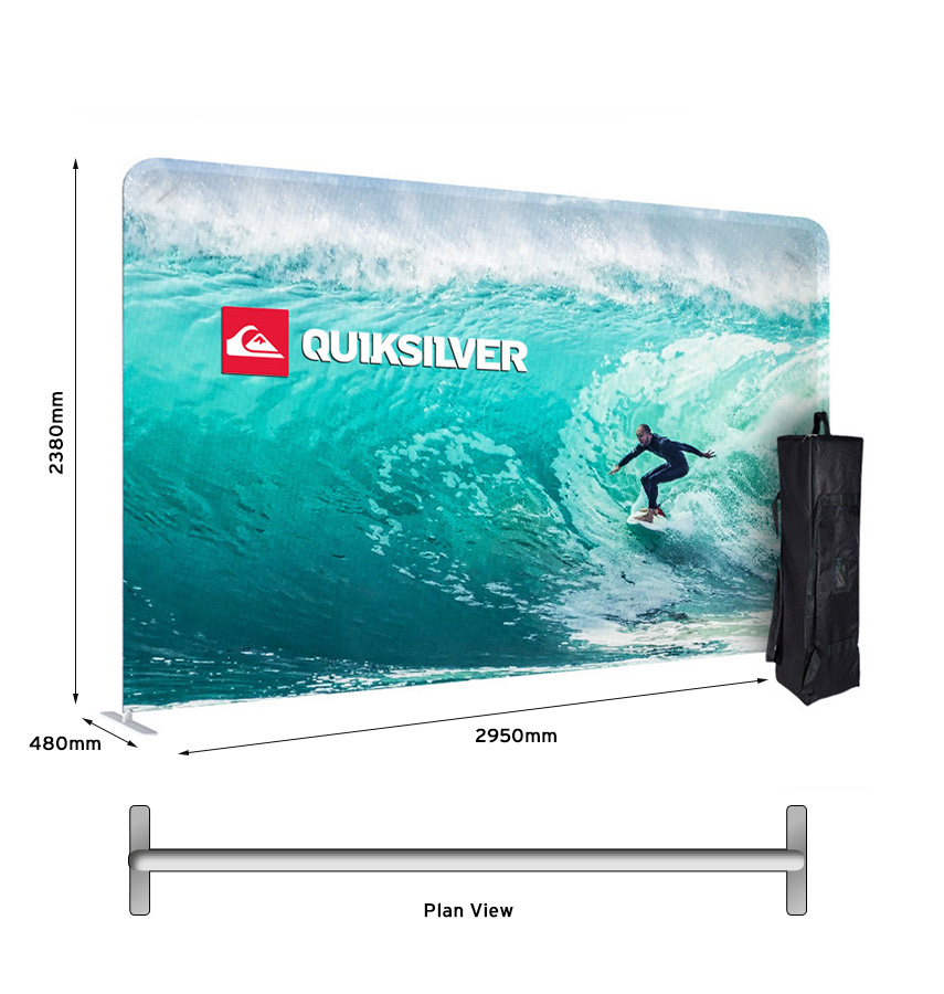Plan View Formulate 3000mm Straight Fabric Display