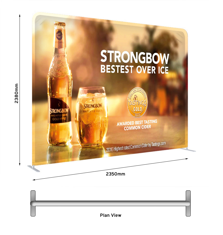 Straight Fabric Display Stand 2400mm with Plan View