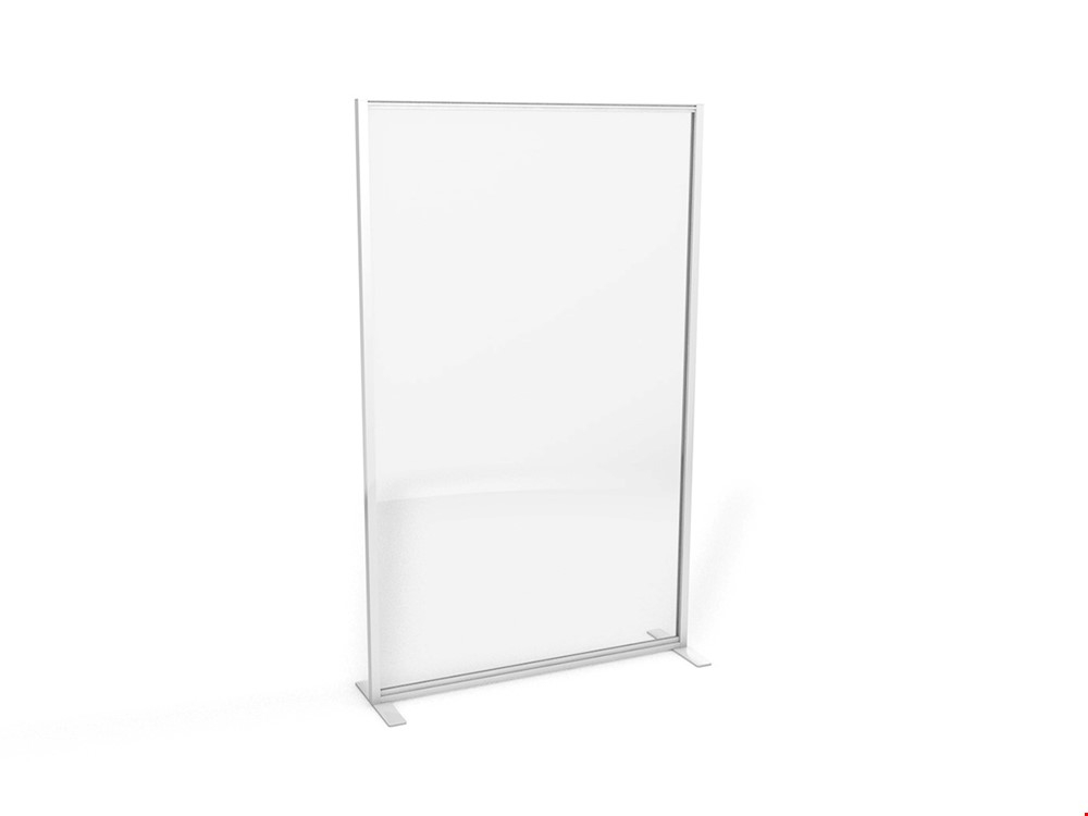 White Frame See-Through Acrylic Office Partition With Easy Clean, Wipeable Surfaces For A Safer & Hygienic Workstation
