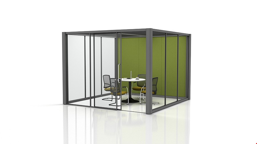 Freestanding Glass Office Pod with Acoustic Wall 3m x 3m