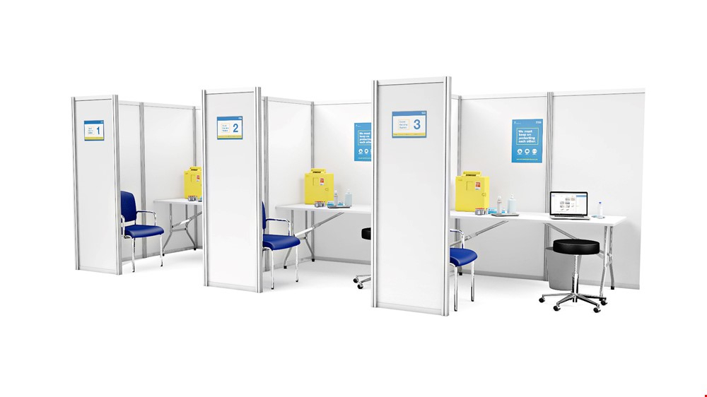 Freestanding, Modular COVID Vaccination Pods Are Constructed From Linked Panel Screens That Form A Booth And Can Be Linked To Multiple Other Pods