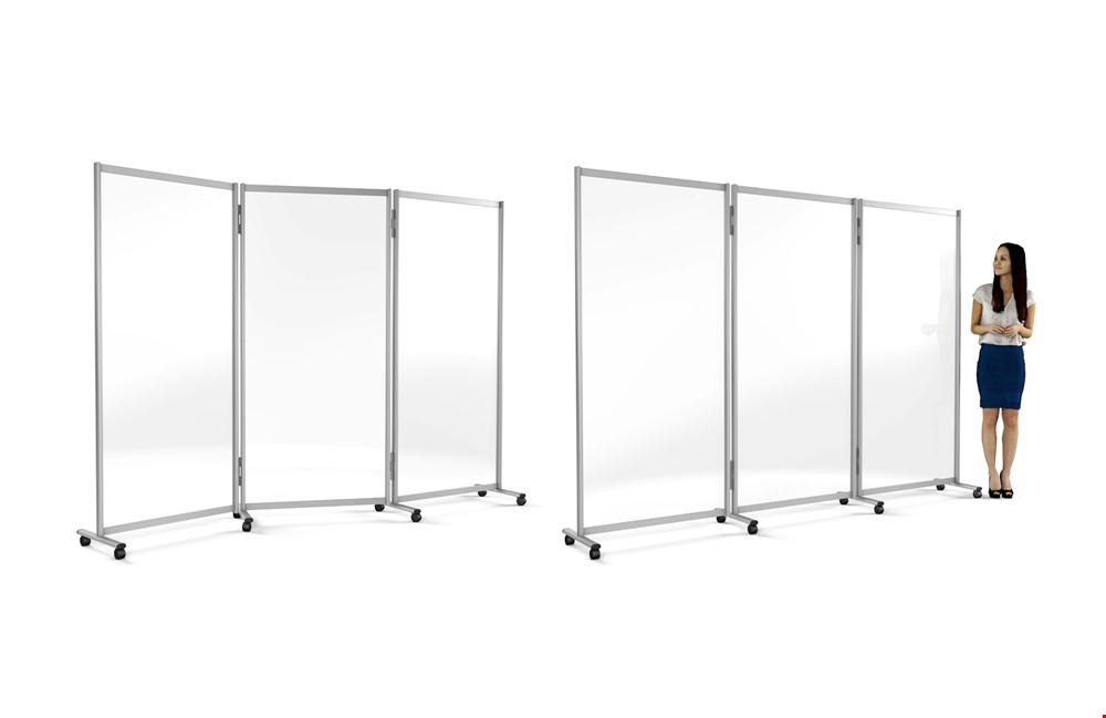 GUARDIAN Portable Partition - 3 Panel Concertina Screen On Wheels