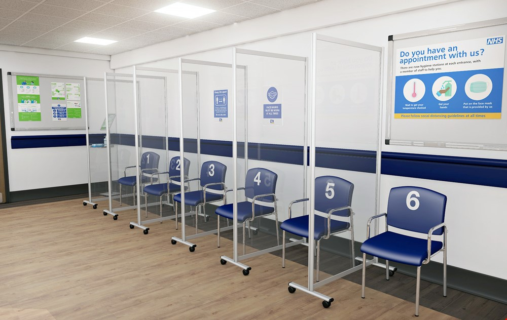 GUARDIAN Perspex Screens Vaccination Screens For COVID Medical NHS Waiting Rooms