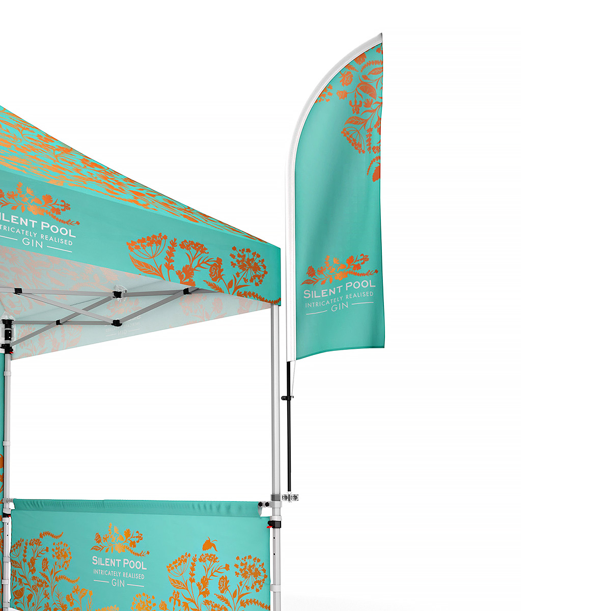 Gazebo Flag Clamp With Small Printed Feather Flag