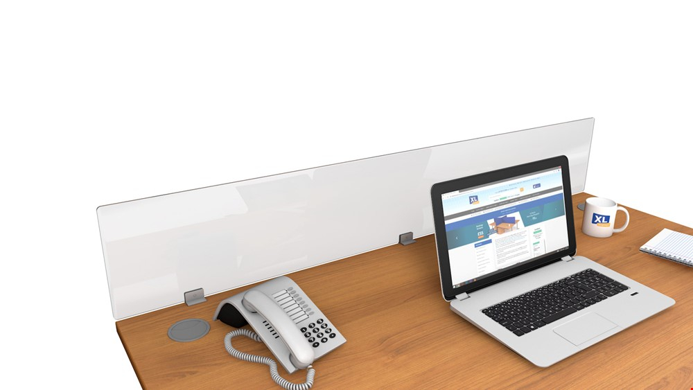 Glass Perspex Desk Divider Screens 300mm Height - Helps To Create Segregated Desks in an Open Plan Office 