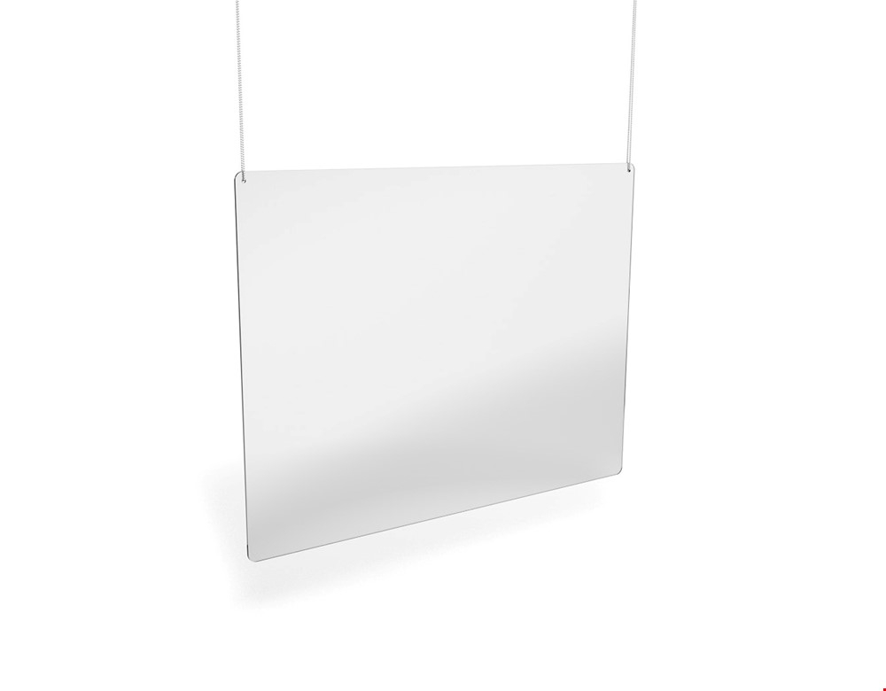 Hanging Ceiling Mounted Perspex Sneeze Screen 1200mm (w) Wipeable, Easy-Clear Protection Screen For Hygienic Virus Control