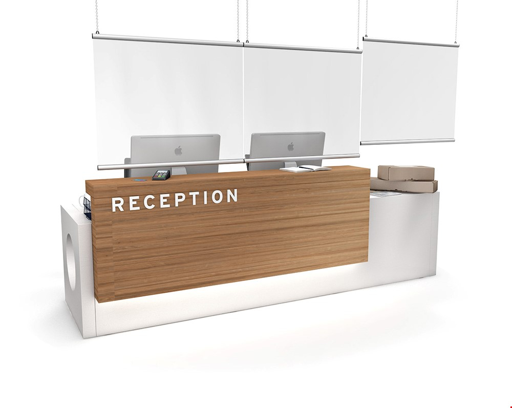 Hanging Sneeze Guard Plastic Screens Are Ideal For Reception Desks And Counters