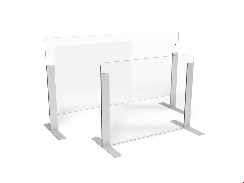 Sneeze Guards. Height Adjustable Safety Glass Screen. Protection Divider for Desks and Counters With Stainless Steel Feet. 2 in 1 Protective Screen height 515mm to 620mm. UK Made.