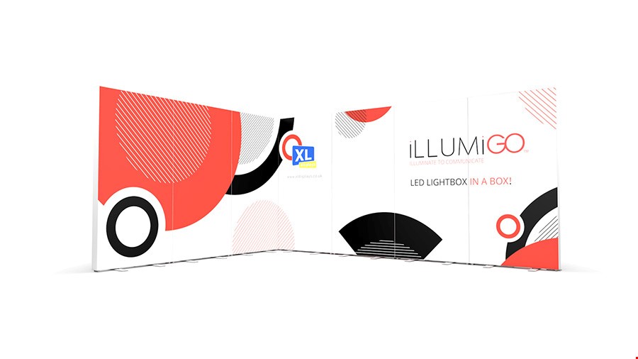 iLLUMiGO™ Corner Backlit Fabric Display With Includes 7 Singular LED Banners