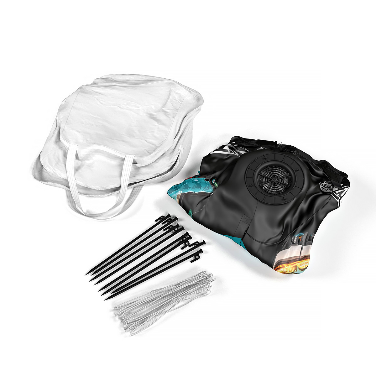 Constant Airflow Inflatable Air Tube Components Including Carry Bag And Anchoring Kit