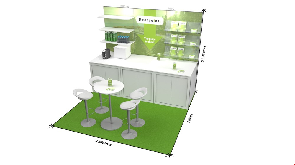 Integra<sup>®</sup> 3m x 3m Trade Show Stands For Hire With Custom Exhibition Counter And Accessories