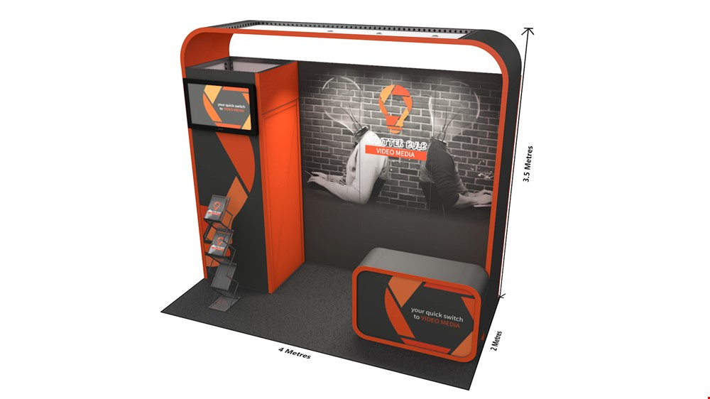 Integra<sup>®</sup> 4m x 3m Exhibition Stands For Hire With Custom Exhibition Counter & Accessories