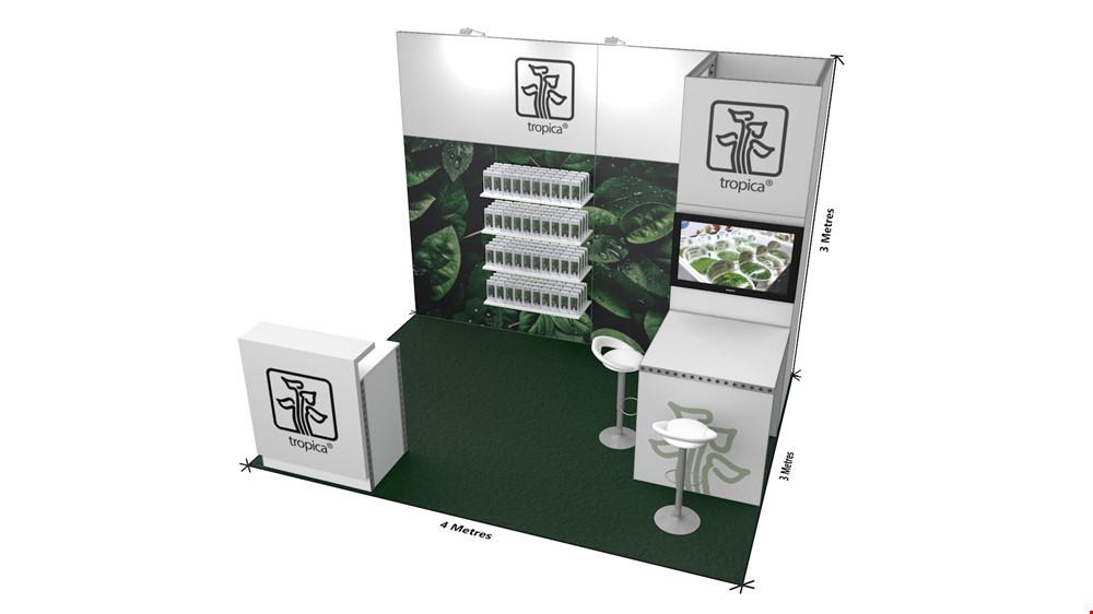 Integra<sup>®</sup> Exhibition Stand Hire Services 4m x 3m Backwall Trade Show Stand With Storage Cupboard