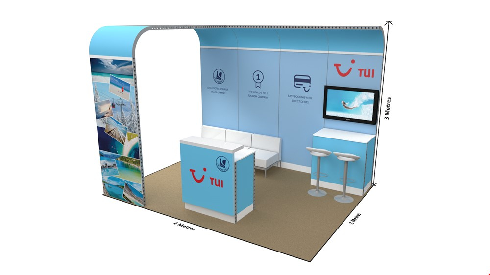 Integra<sup>®</sup> 4m x 3m Trade Show Stands For Hire With Exhibition Counter And Custom Arches
