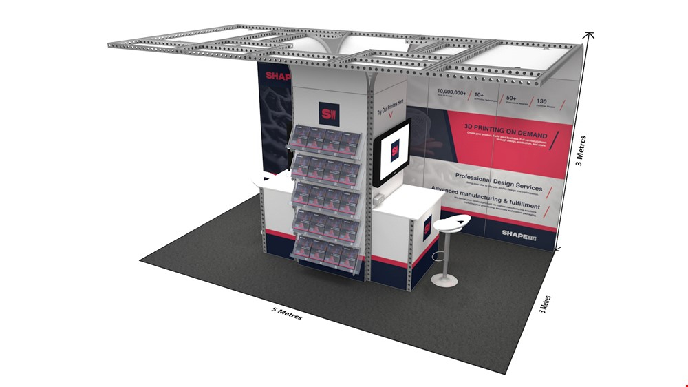 Integra<sup>®</sup> Backwall Hire Exhibition Stand With Curved Roof 5m x 3m