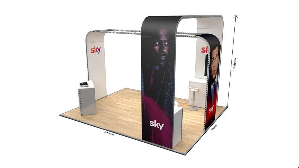 Integra<sup>®</sup> 5m x 4m Island Exhibition Stand Rental With Custom Arches