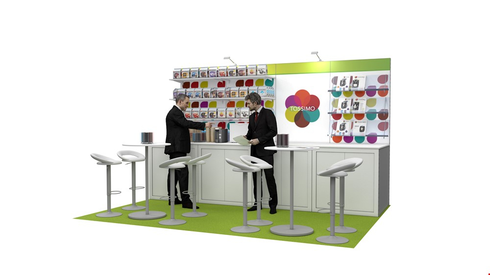 Integra<sup>®</sup> 4m x 3m Rental Exhibition Stand Backwall With Custom Exhibition Counter