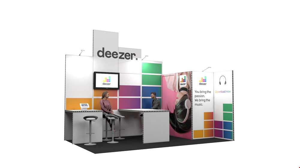 Integra<sup>®</sup> Rental Exhibition Stand 5m x 3m L-Shaped Backwall Display