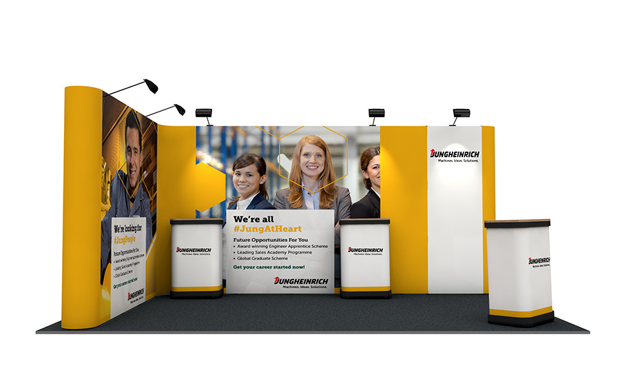 L-Shaped 3m x 5m Linked Pop Up Stand Left Side