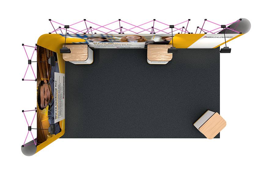 L-Shaped 3m x 5m Linked Pop Up Stand Left Side Plan View