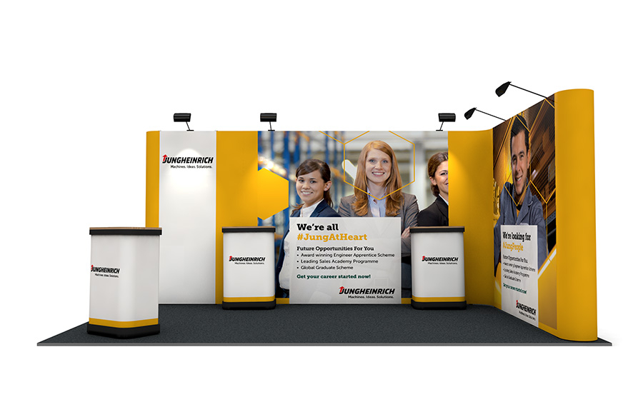L-Shaped 3m x 5m Linked Pop Up Stand Right Side