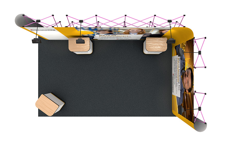 L-Shaped 3m x 5m Linked Pop Up Stand Right Side Plan View