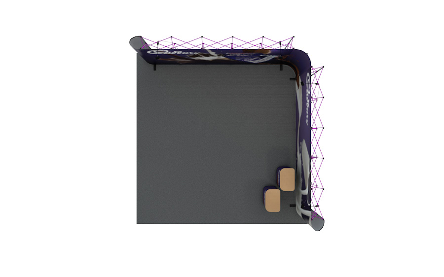 Top View Of 5m x 5m Linked Pop Up L-Shaped Exhibition Stand