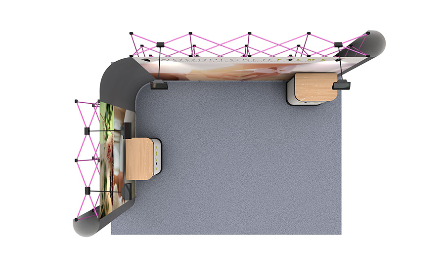 L-Shaped Linked Pop Up Stand 3m x 4m Left Side Plan View