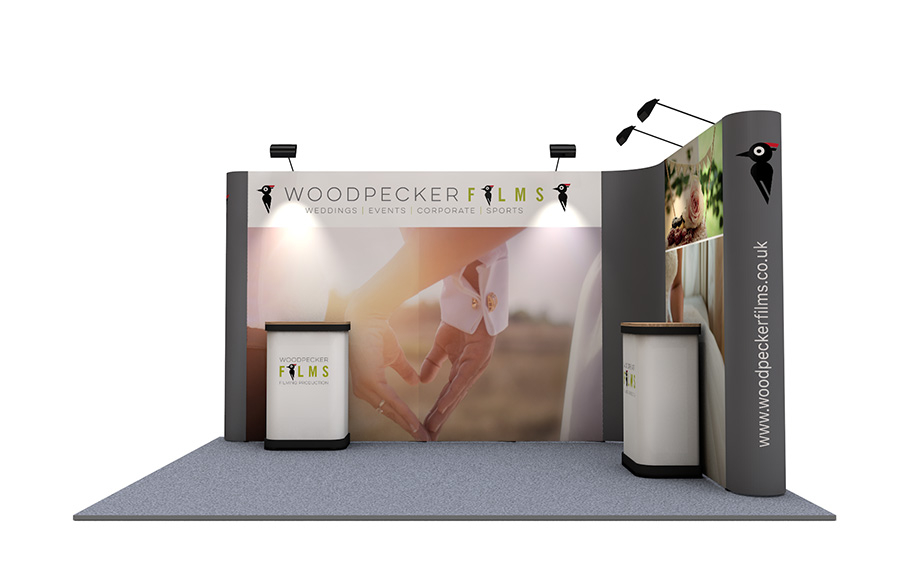 L-Shaped Linked Pop Up Stand 3m x 4m Right Side