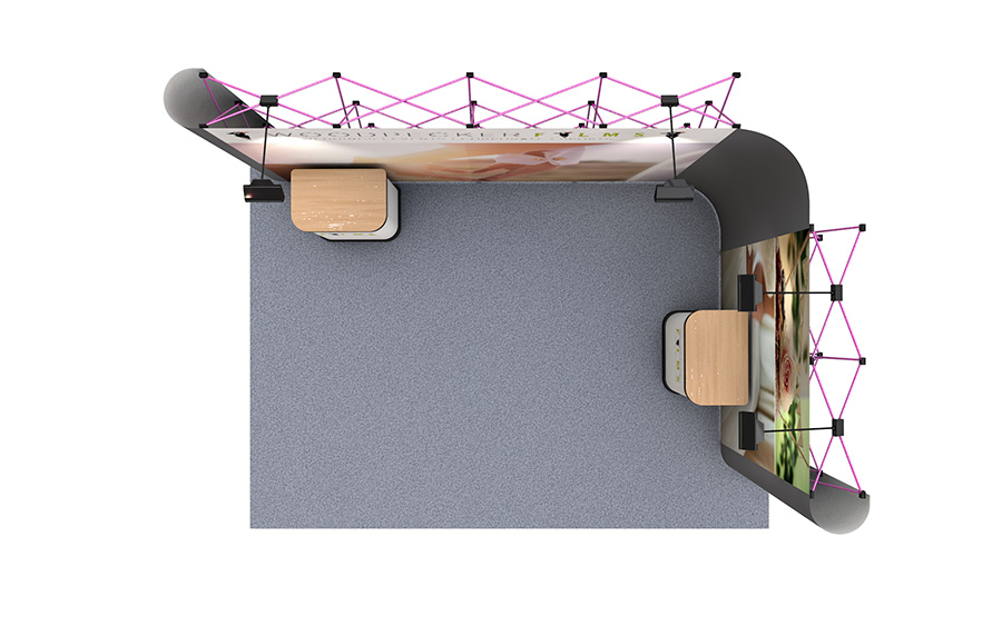 L-Shaped Linked Pop Up Stand 3m x 4m Right Side Plan View