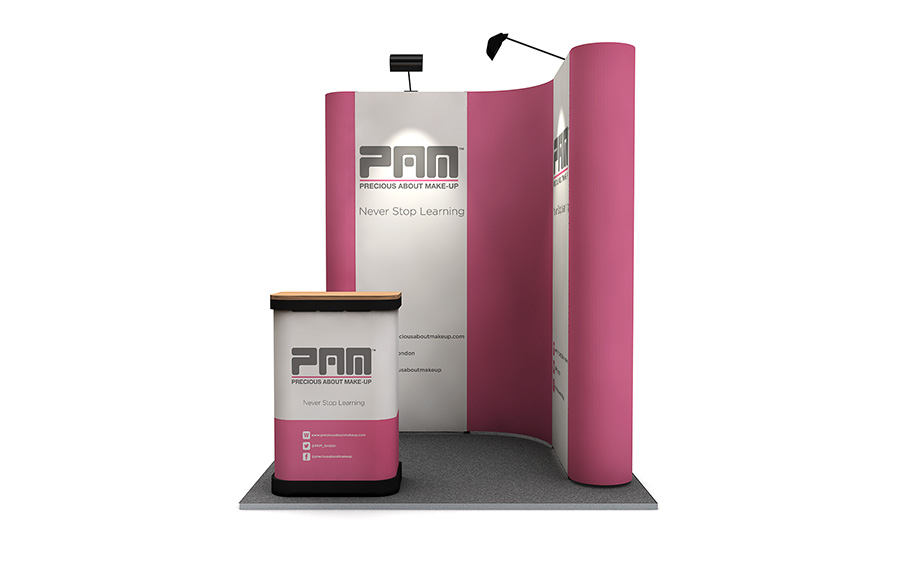 Exhibition Stand L-Shaped Pop Up Display to Fit 2m x 2m Space