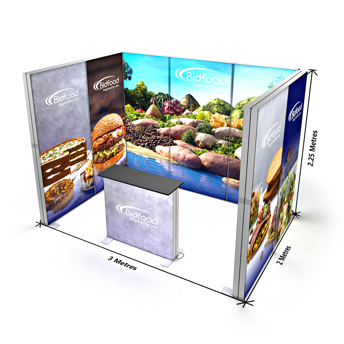 LED Lightbox Exhibition Stand Shell Scheme 3x2 Dimensions
