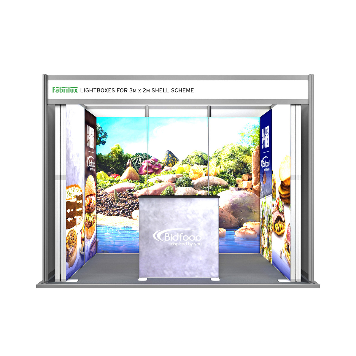 3m x 2m FABRILUX LED Lightbox Exhibition Stand U-Shaped Shell Scheme