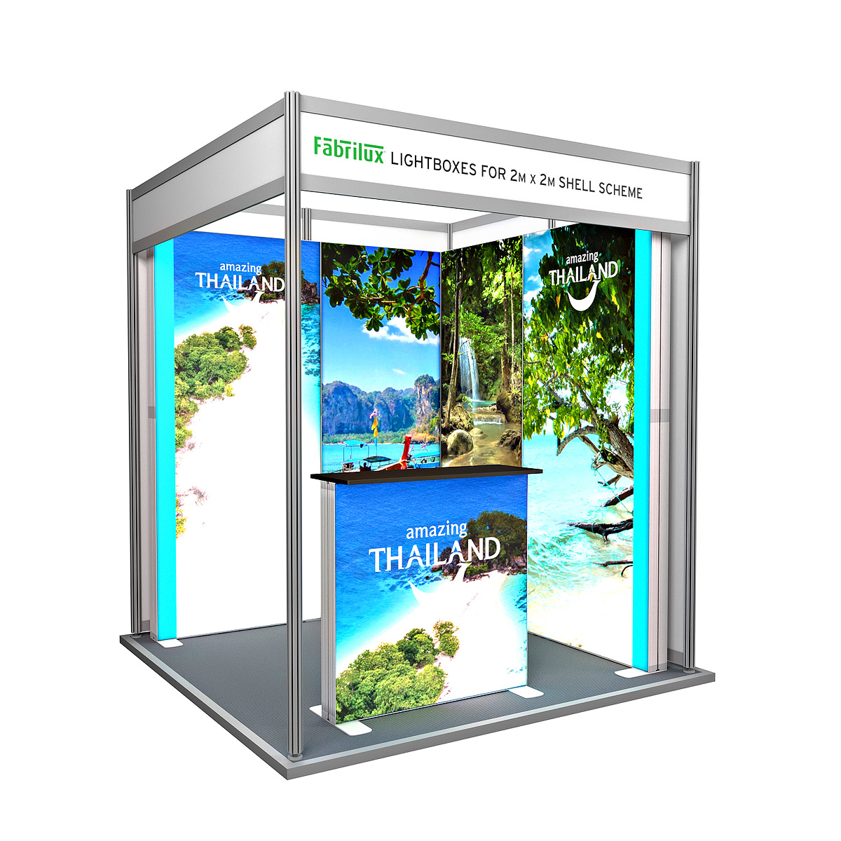 2m x 2m FABRILUX<sup>®</sup> LED Lightbox Modular Exhibition Stand Shell Scheme