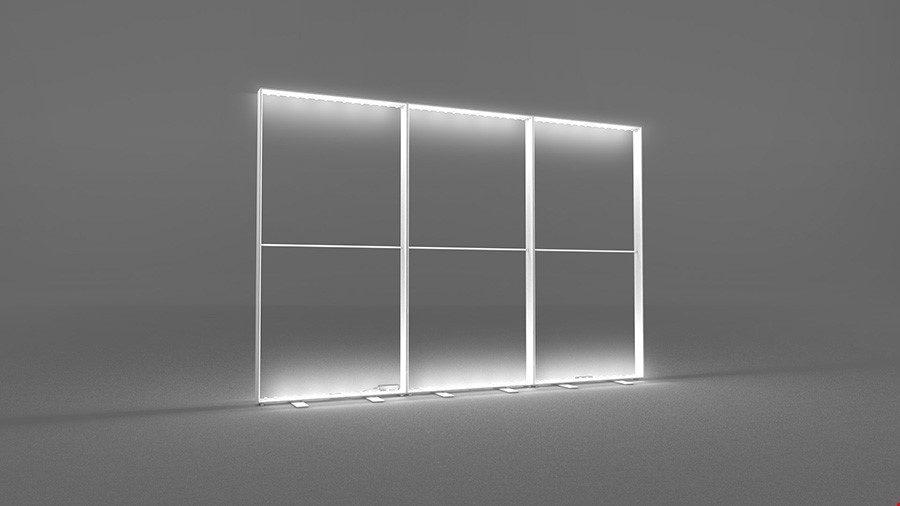 LED Strip Lights Located At Top And Bottom Of Frame Evenly Distribute Light Across The iLLUMiGO™ 3m LED Backwall