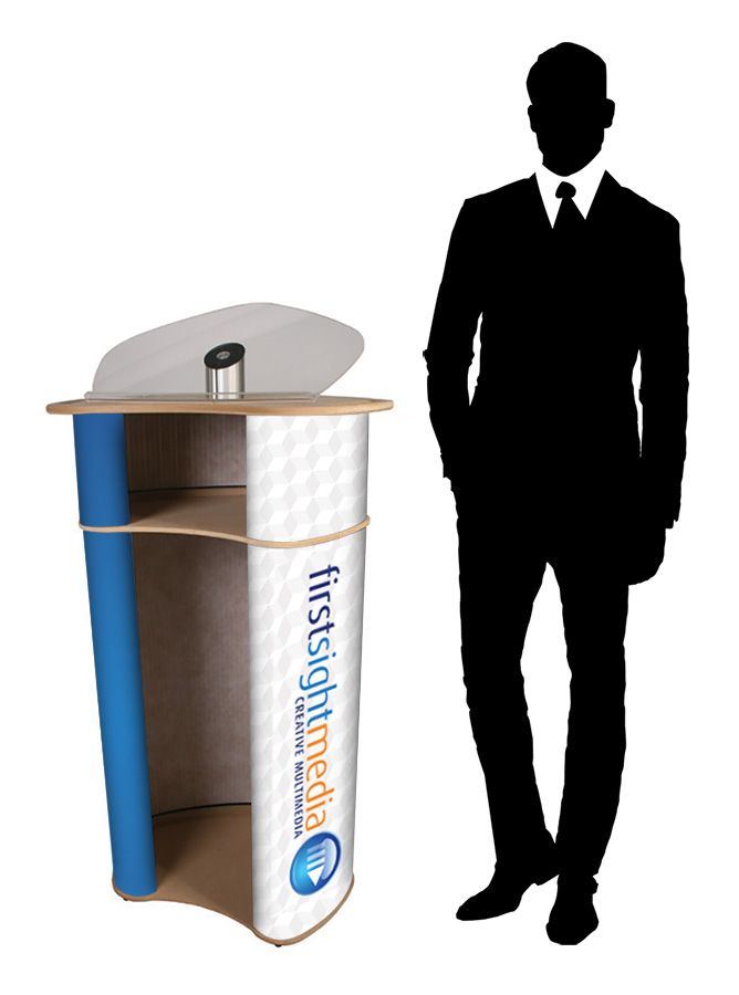 Exhibition Lectern with Shelf and Graphic Wrap