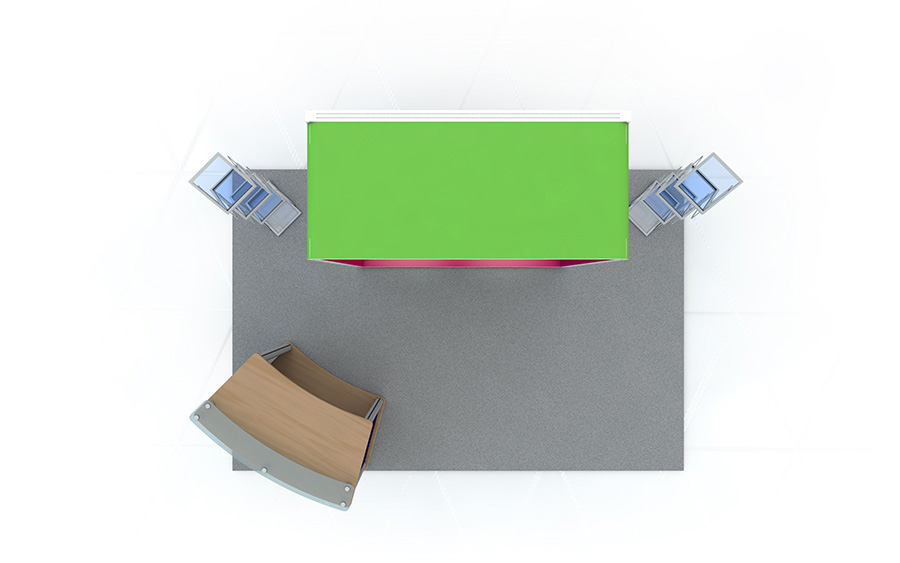Linear Exhibition Stand with Shelving Plan View