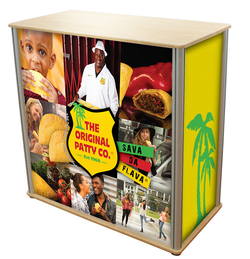 Linear Straight Exhibition Counter with Printed Foamex Graphics