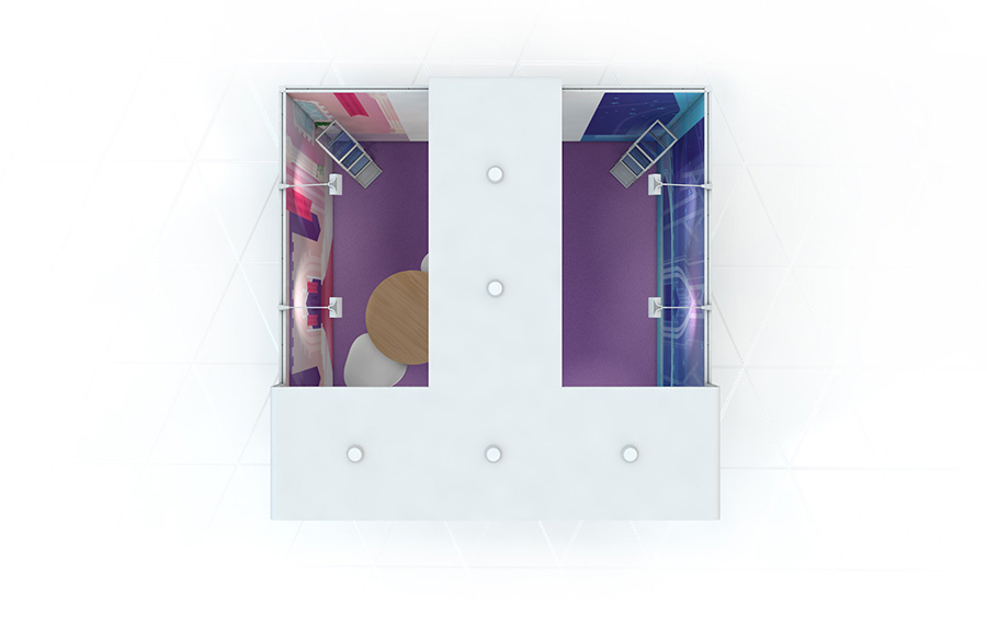 3m x 3m U-Shape Linear Vector Exhibition Stand Plan View