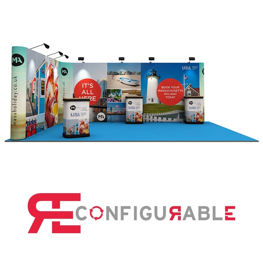 L-Shaped Pop Up Stand - Can be Reconfigured To Fit Different Shape & Sized Stands