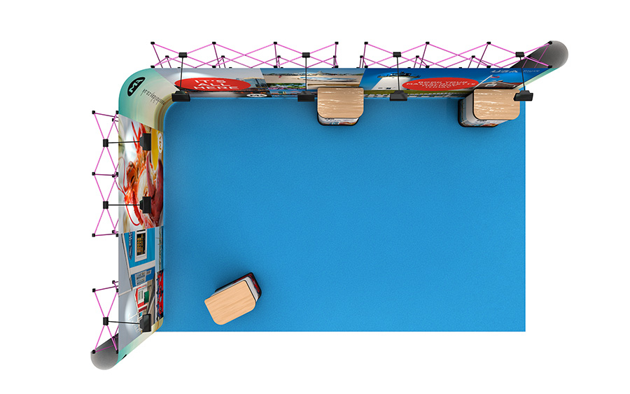 Linked 4m x 6m L-Shaped Pop Up Display Left Side Plan View