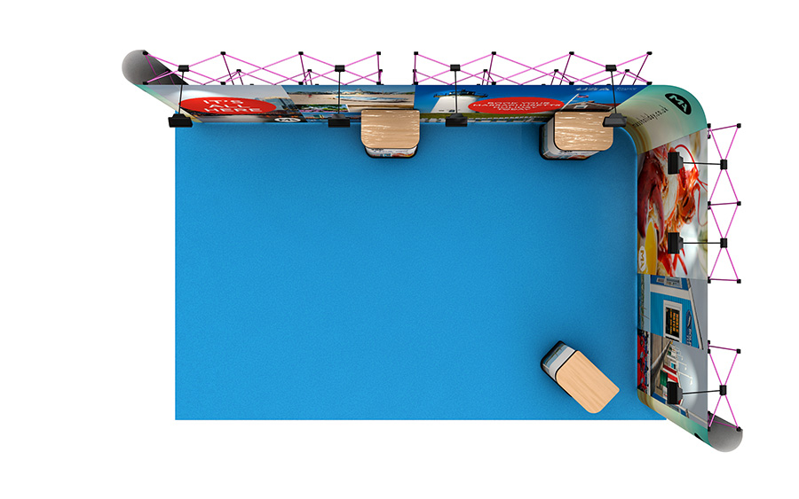 Linked 4m x 6m L-Shaped Pop Up Display Right Side Plan View