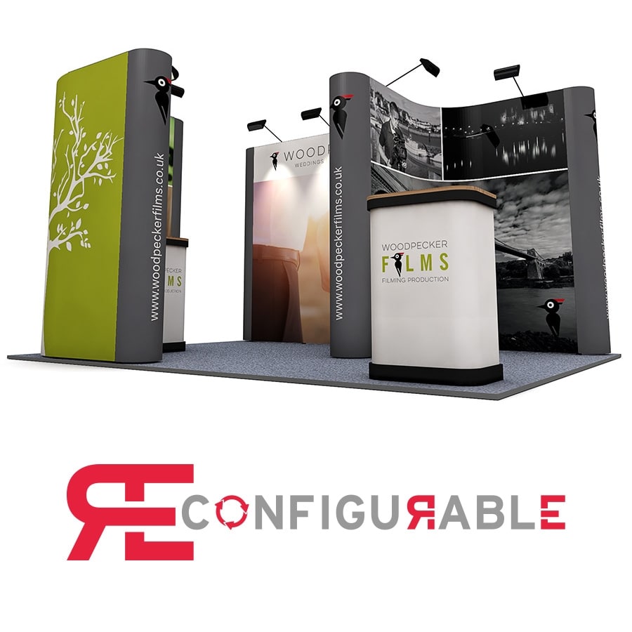 Linked Pop Up Exhibition Stand - Reconfigurable to Create Multiple Size Stands